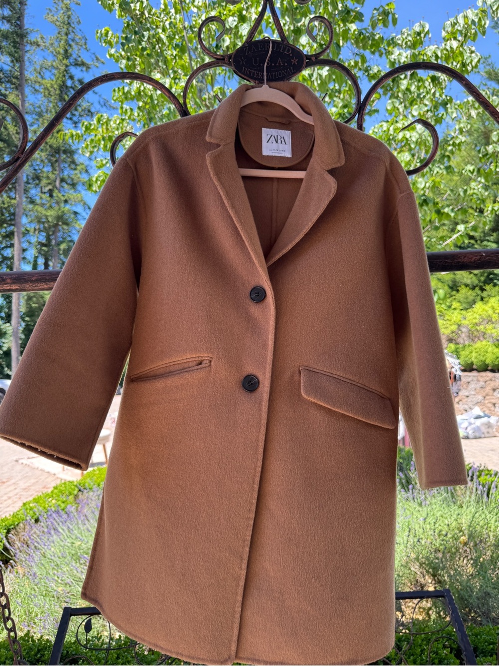 ZARA Kids Camel Brown Single-Breasted Pea Coat